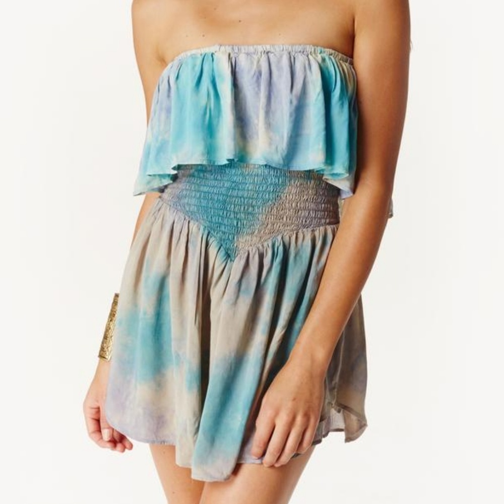 Blur Life Strapless Festival Tie Dye Romper XS